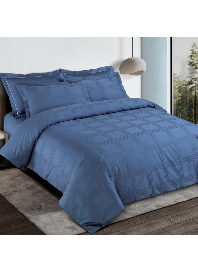 Malako Malako Amalfi Jacquard Legion Blue 100 Cotton Super King Size Duvet CoverQuilt Cover  - Image 1