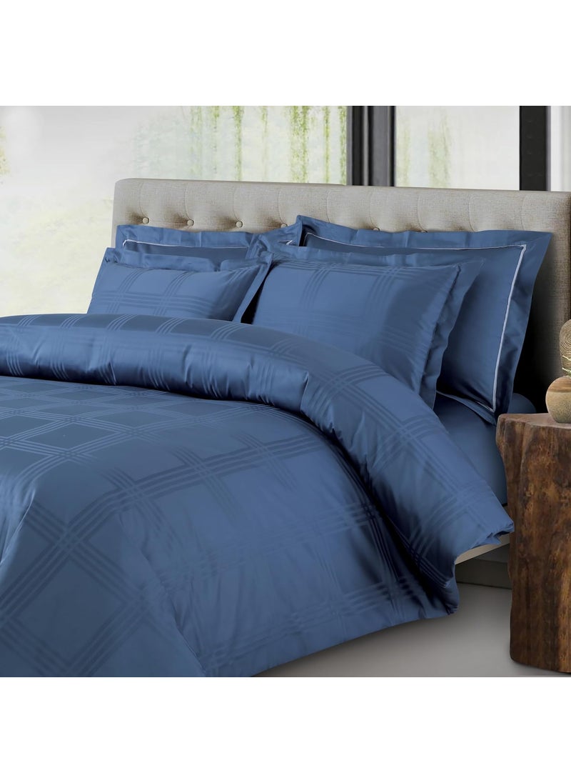 Malako Malako Amalfi Jacquard Legion Blue 100 Cotton Super King Size Duvet CoverQuilt Cover  - Image 3