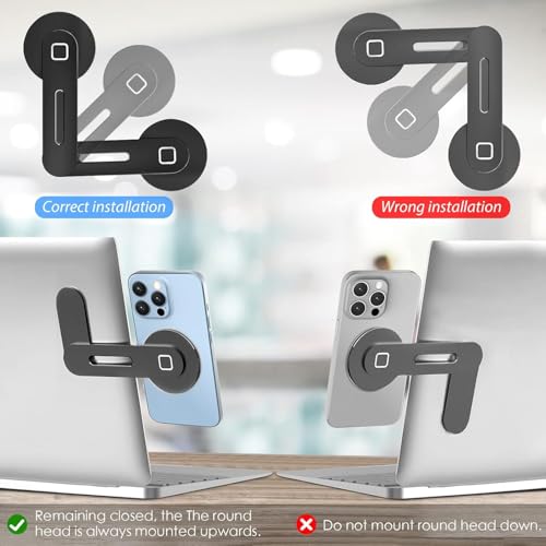 GadgetBite Magnetic Laptop Mobile Holder for Home Office Outdoor Compatible with Magsafe MacBook Mobile Stand for iPhone 16 15 14 13 12 Series and Other Smartphone with Mag Safe Ring - Black - Image 5