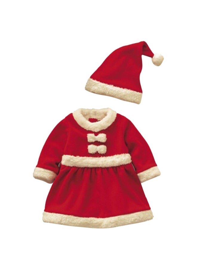 Ciao Children's Christmas Clothes (Girls) – Santa Dress with Hat Set for Girls, Red Velvet Holiday Costume with Fur Trim, Size 130 cm (8–9 Years) - Image 4