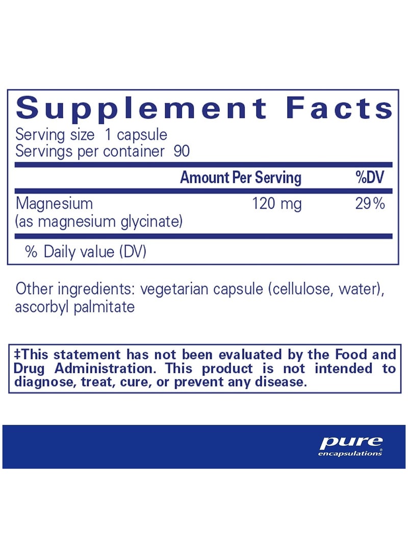Pure Encapsulations Magnesium (Glycinate) Dietary Supplement 90 Capsules - Image 2