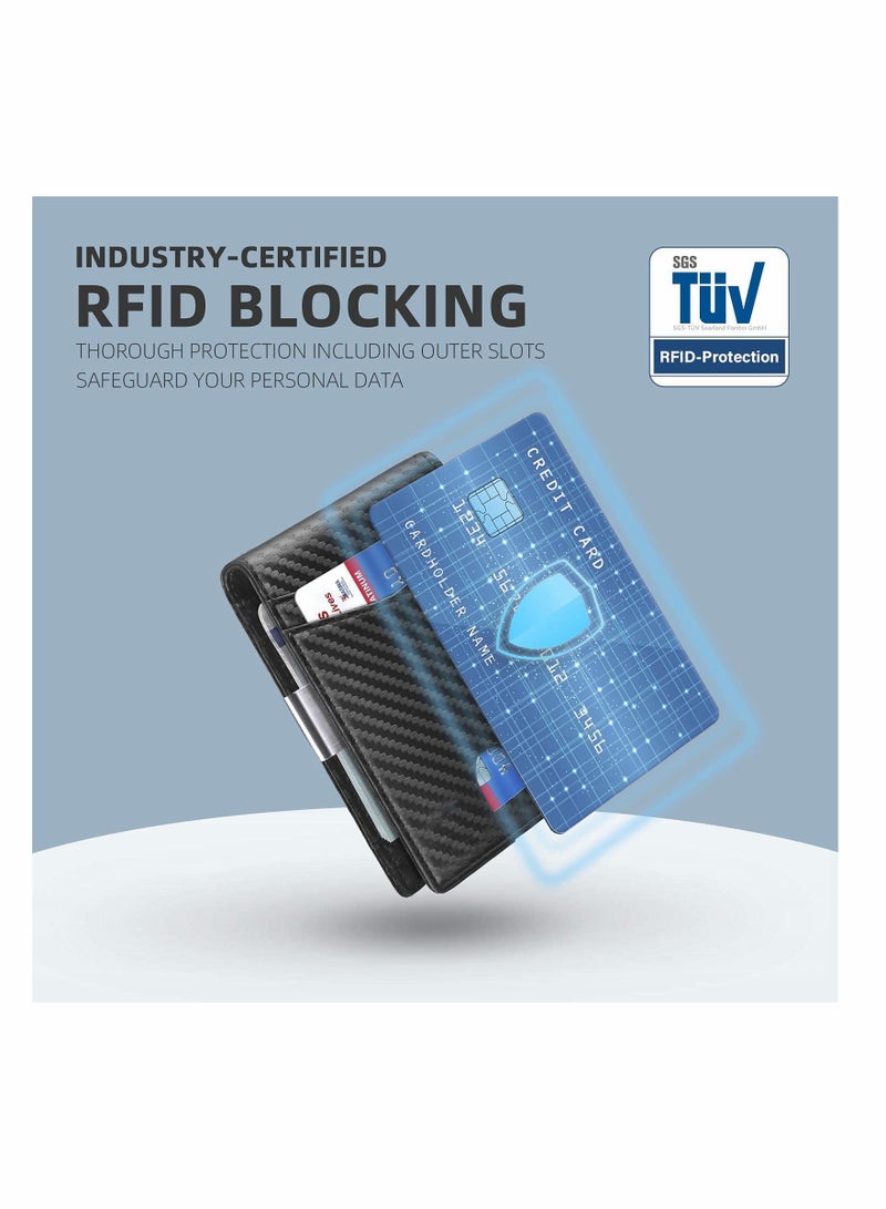 KASTWAVE Wallet for Men Slim Larger Capacity with 12 Slots RFID Blocking Men's Minimalist Money Pocket Bifold Leather ID Window Gift Box - Image 3