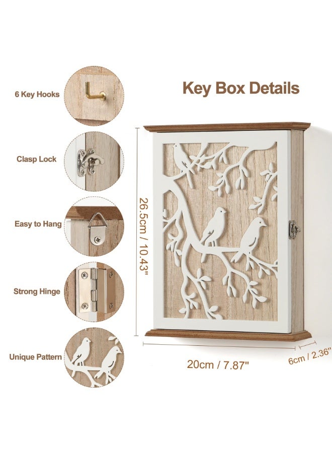 SUNSAR Key Holder for Wall Key Holder Wall Mount, Key Hooks Hanging Key Rack Wall Key Holder, Wood Key Hanger Wall Mount Key Organizer with 6 Key Hooks for Home Decor Office Entryway Hallway - Image 2
