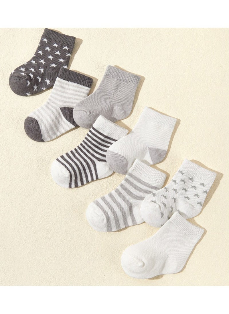8 Pairs Of Infant And Toddler Four-Season Short Socks And Mid-Tube Socks - Image 2