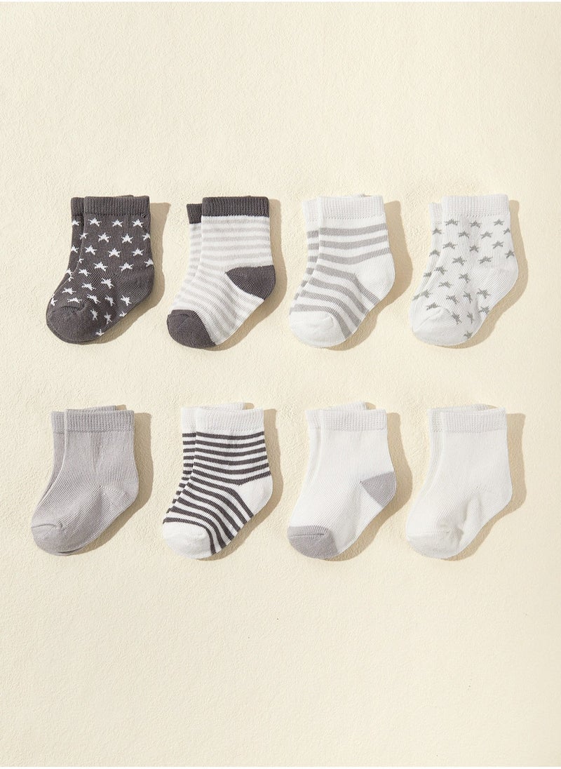 8 Pairs Of Infant And Toddler Four-Season Short Socks And Mid-Tube Socks - Image 1