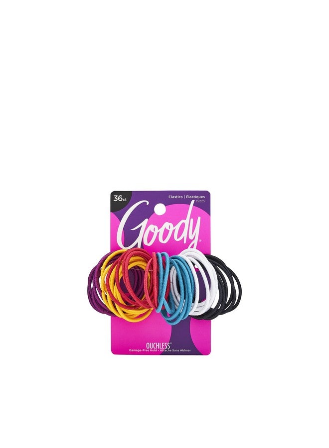 Goody Ouchless Elastic Hair Ties - 36 Ct, Brooke (Assorted), 2MM Rubber Bands for Hair, Pain-Free Hair Accessories for Women & Men, Made for Long-Lasting Braids, Ponytails & More, For Fine Hair - Image 1