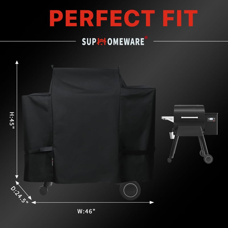 Suphomeware Girll Cover for Traeger Ironwood 650, Full-Length Smoker Cover Grill Accessory, Heavy Duty Waterproof Black Covers. - Image 2
