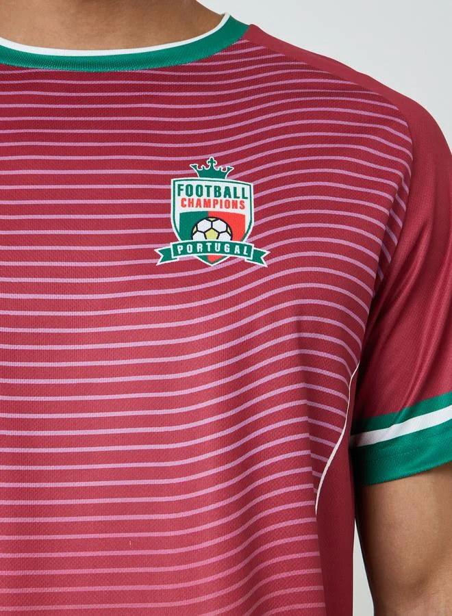 Styli Active Red Men Portugal Short Sleeve Jersey FIFA Football T-Shirt for Men | Best Price UAE