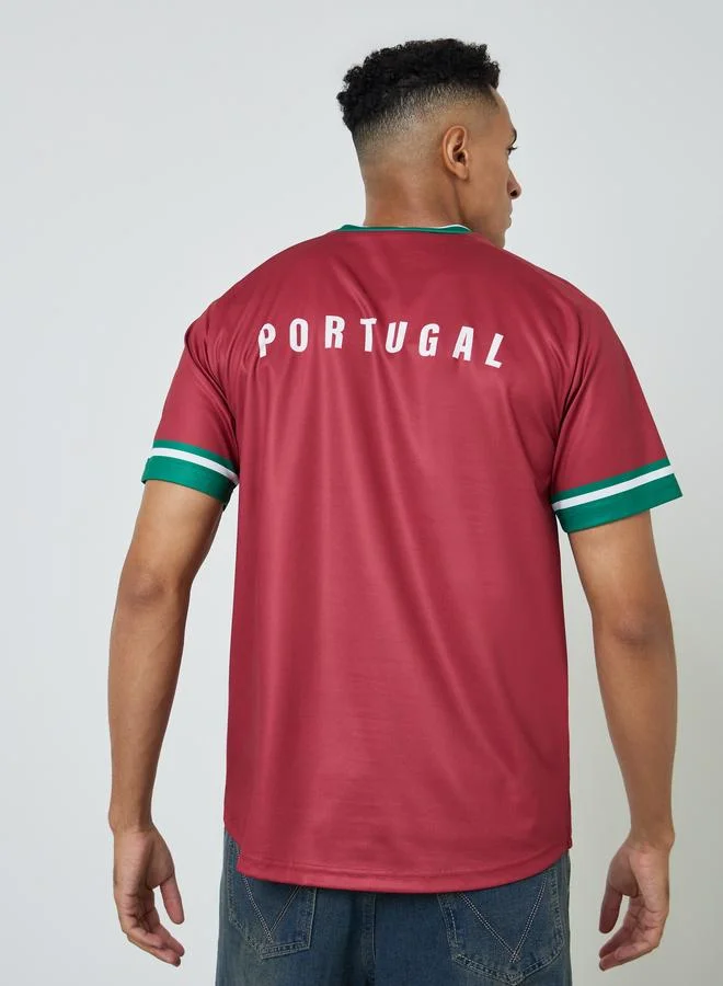 Styli Active Red Men Portugal Short Sleeve Jersey FIFA Football T-Shirt for Men | Best Price UAE