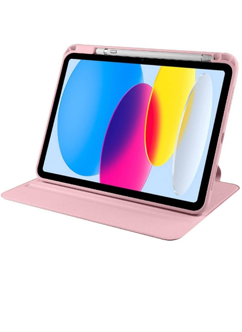 HYX - Tablet PC Case Compatible With iPad 10th Gen 10.9 Inch 2022, 360° Rotating Stand Smart Tablet Cover, Hard PC Back Shell Slim Case Hard Shell Folio Case Cover, Auto Sleep/Wake Tablet Case Cover Pink - Image 1