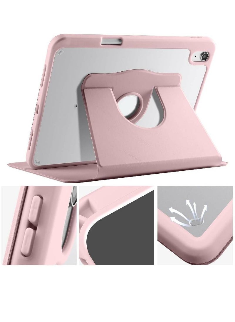 HYX - Tablet PC Case Compatible With iPad 10th Gen 10.9 Inch 2022, 360° Rotating Stand Smart Tablet Cover, Hard PC Back Shell Slim Case Hard Shell Folio Case Cover, Auto Sleep/Wake Tablet Case Cover Pink - Image 1