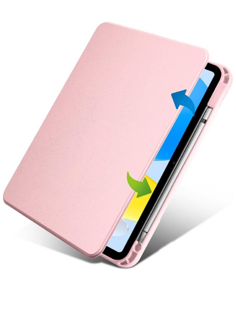 HYX - Tablet PC Case Compatible With iPad 10th Gen 10.9 Inch 2022, 360° Rotating Stand Smart Tablet Cover, Hard PC Back Shell Slim Case Hard Shell Folio Case Cover, Auto Sleep/Wake Tablet Case Cover Pink - Image 1
