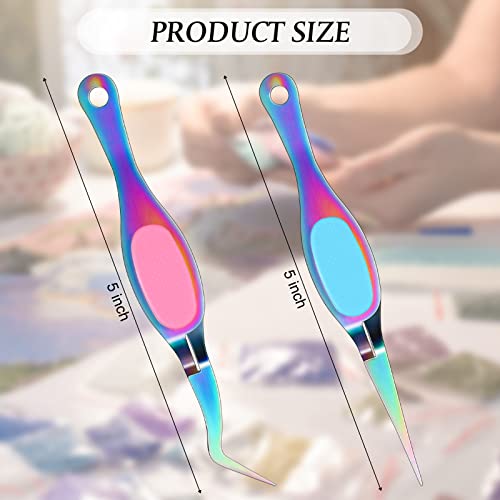 Chumia Reverse Tweezers Craft Crossing Lock Tweezers Reverse Grip Precision Curved Bent Straight Fine Tip for Craft Jewelry Beading Electronic Laboratory Work(Multi-color) - Image 3