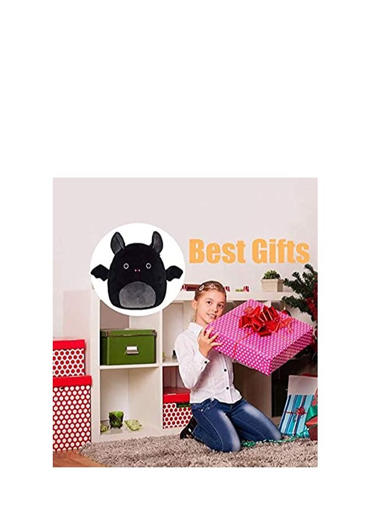 سيوسي لعبة قطيفة، لعبة خفاش قطيفة، دمية قطيفة محشوة بالقطن مقاس 8 بوصات، وسادة وسادة محشوة على شكل حيوان لطيف، هدية رائعة لطيفة، ديكور المنزل في عيد الهالوين (أسود) - Image 2