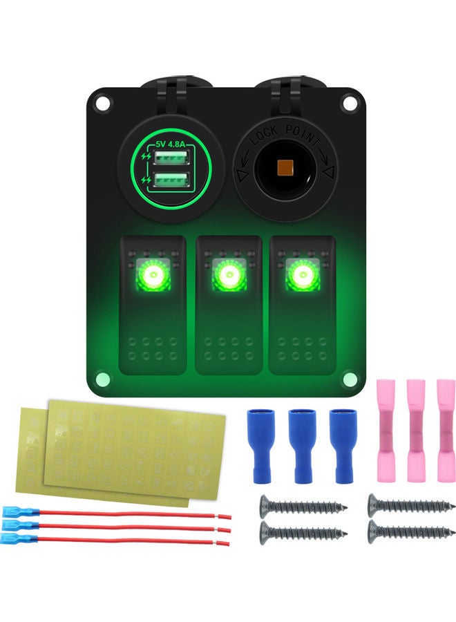 NIBEMINENT 3-Gang Waterproof Marine Boat Rocker Switch Panel - Image 2