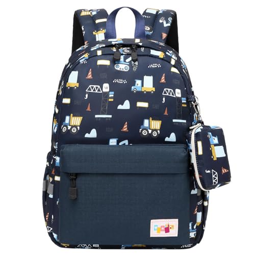 mygreen Toddler Backpack Car Colorful Preschool Bag with Chest Strap Kindergarten Schoolbag for Kids Boys and Girls Truck Blue - Image 1
