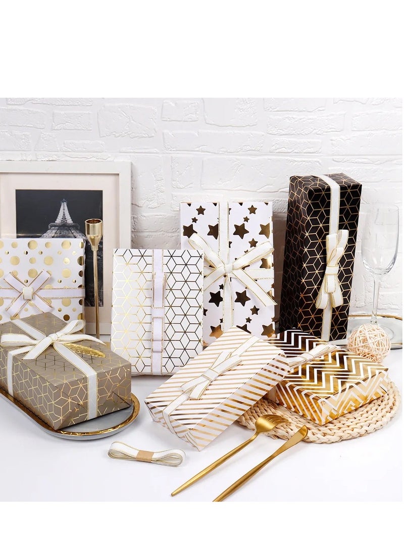 6 Sheets Luxury Ramadan Eid Gift Packaging Paper Black Gold Stamping Delicate Gift Wrapping Paper Geometric Business Men's Gift Paper 50×70cm - Image 5