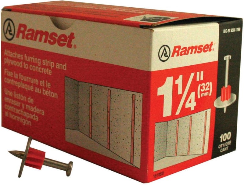 Ramset Powder Fastening Systems 1510SD 1-1/4-Inch Washered Pins, 100 Pack - Image 1