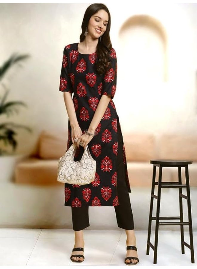 Pinkmint store Straight Printed Kurta & Pant Set (Pack of 2) S - Image 4