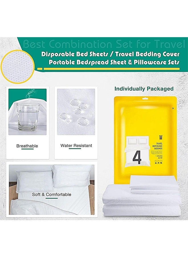 7pack Disposable Travel Bedding Set,Disposable Bedding Sheets,Portable Sheet for Business Hotel Trip Outdoor Camping,1 Bed Sheet,1Quilt Covers and 2 Pillow Cases,2Towel,1 Bath Towel  - Image 4