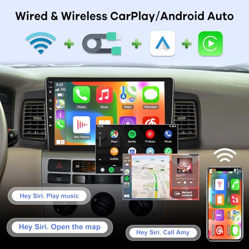 EKAT 2+64G Radio for Toyota Corolla EX 2007 2008 2009 2010 2011 2012, Toyota Corolla Android Car Stereo with 9 inch Touch Screen Carplay/Android Auto/1080P/Bluetooth/WiFi - Image 4