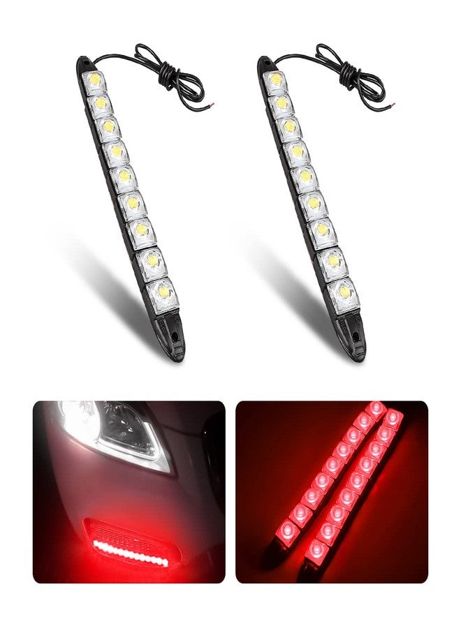HIPOPY 2Pcs 9 LED Daytime Running Strip Lights DRL Kit, Flexible Bright Spot Fog Lamp, High Power Clearance Light, Auto Accessories Universal Fit Many Cars (Red) - Image 1