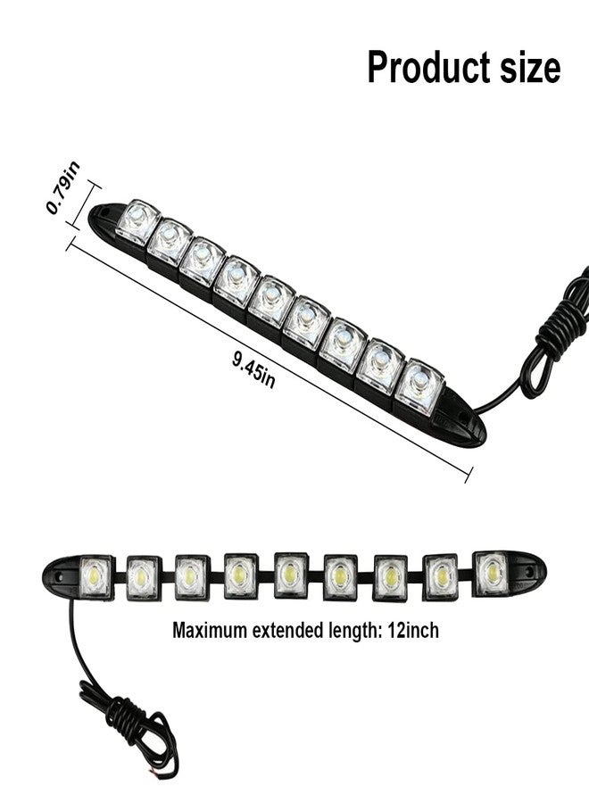 HIPOPY 2Pcs 9 LED Daytime Running Strip Lights DRL Kit, Flexible Bright Spot Fog Lamp, High Power Clearance Light, Auto Accessories Universal Fit Many Cars (Red) - Image 2