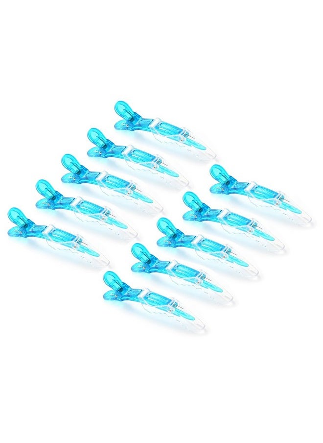 Liasun 10Pcs/Set Multicolor Croc Clips Transparent Plastic Hairdresser Clips Hair Styling Sectioning Barrettes Non Slip Alligator Clips Salon Diy Accessories Hairpins For Women And Girls(10Pcsblue)  - Image 5