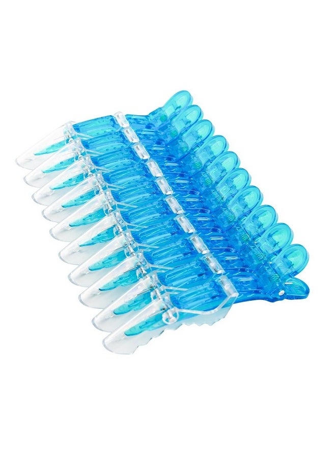 Liasun 10Pcs/Set Multicolor Croc Clips Transparent Plastic Hairdresser Clips Hair Styling Sectioning Barrettes Non Slip Alligator Clips Salon Diy Accessories Hairpins For Women And Girls(10Pcsblue)  - Image 4