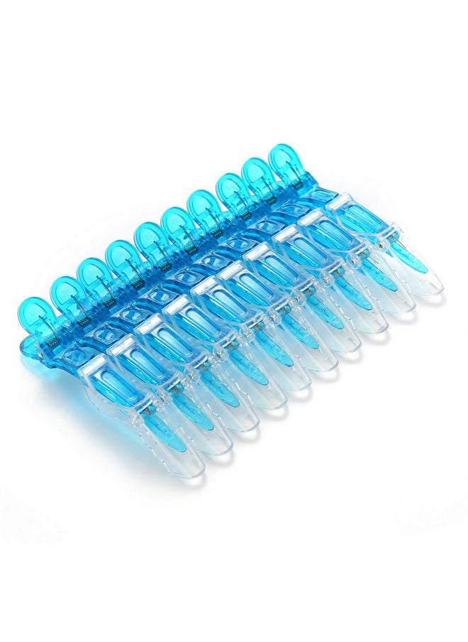 Liasun 10Pcs/Set Multicolor Croc Clips Transparent Plastic Hairdresser Clips Hair Styling Sectioning Barrettes Non Slip Alligator Clips Salon Diy Accessories Hairpins For Women And Girls(10Pcsblue)  - Image 3