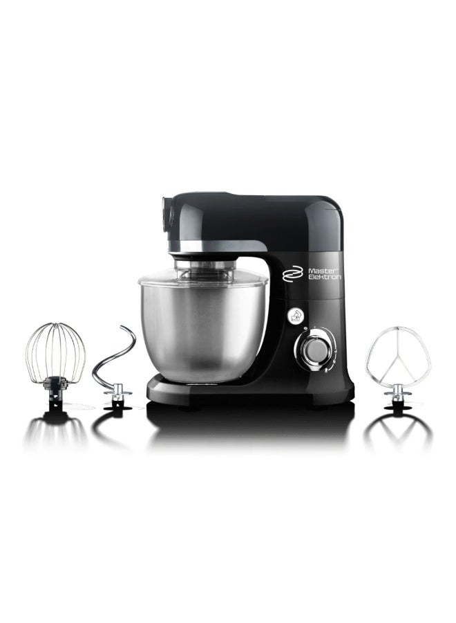 Master Elektron ME-FP1500 1500W Stand Mixer & Food Processor, 3 Speeds + Pulse, 5L Stainless Steel Bowl, Kneading Hook, Mixing Blade, Egg Whip, Black
