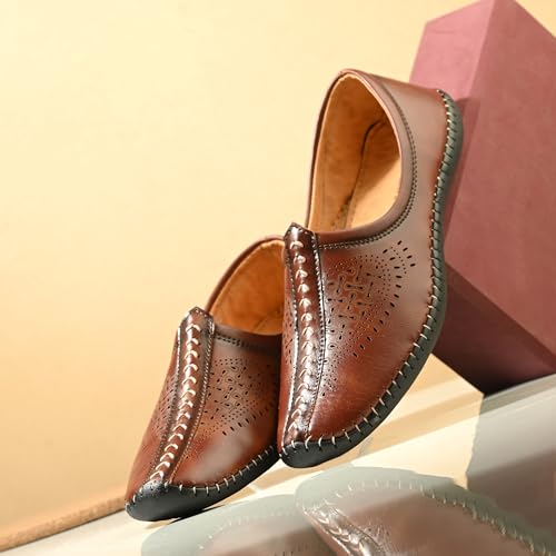 Vellinto MONAR Cool Rajasthani Jutis/Mojaris/Nagra for Ethnic Use Tan - Image 3