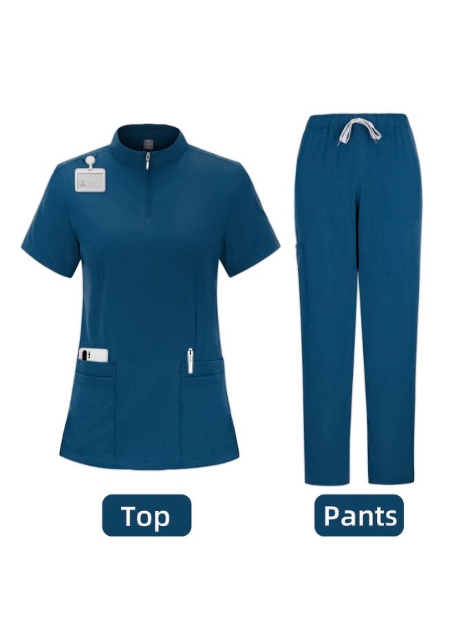 Loquat Womens Medical Scrubs Set Medical Uniform Set Azure Blue - Image 1