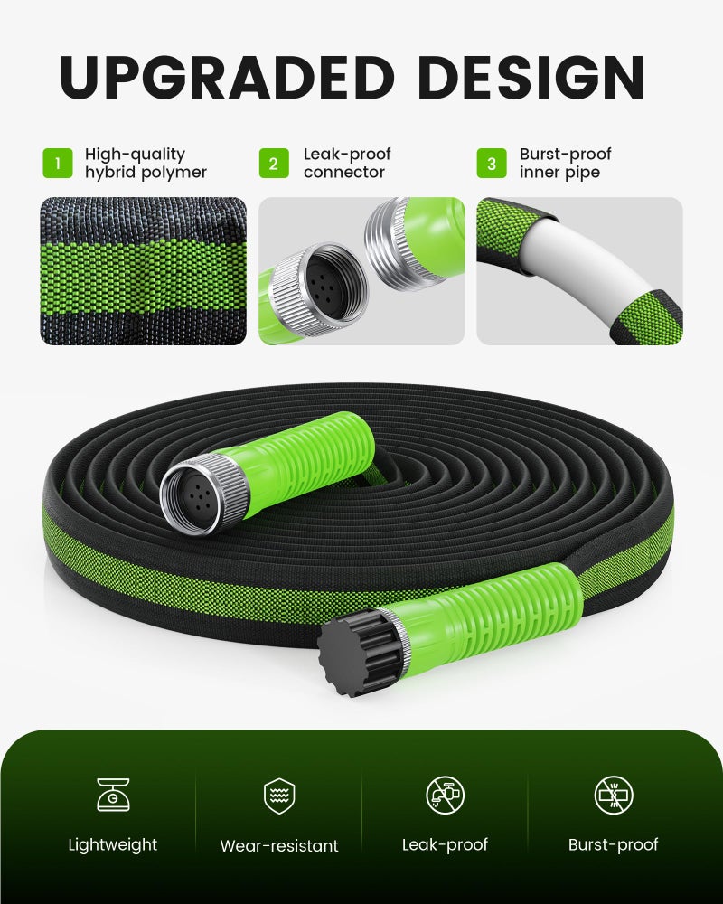 RAINPOINT Soaker Hose 25FT, 80% Water-Saving Flat Drip Hose, Leakproof and Flexible with Anodized Aluminum Ends, Double Layer Gardening Irrigation Hoses for Gardens, Vegetables and Trees, Green - Image 3