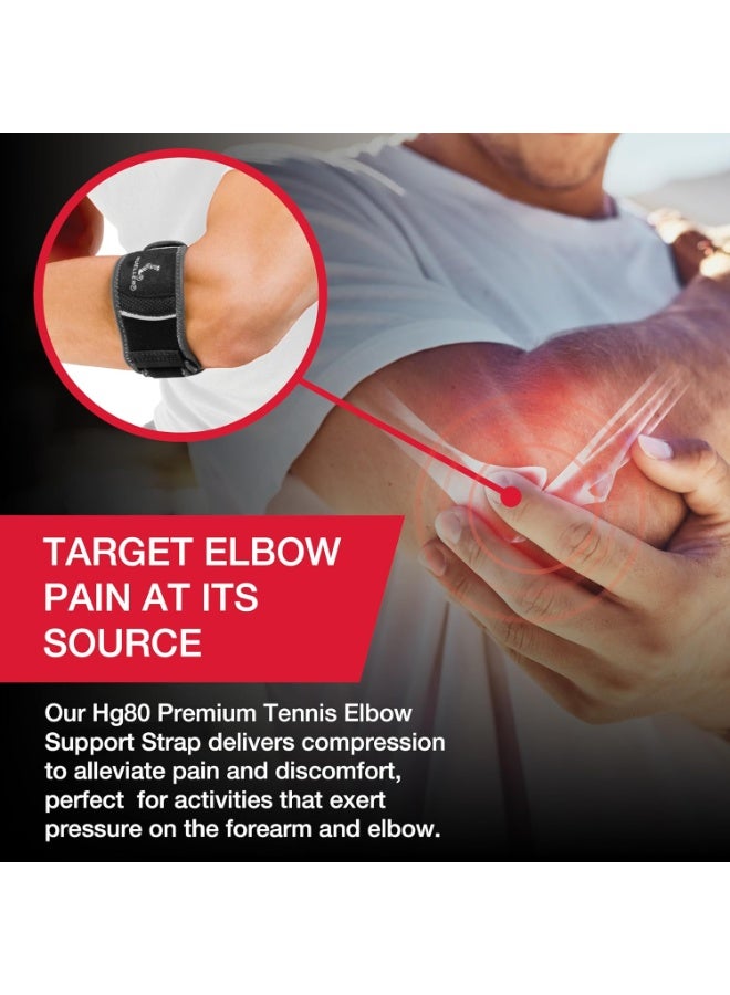 MUELLER Sports Medicine Hg80 Premium Tennis Elbow Support Strap, Elbow Pain Relief Brace For Men and Women, Black, - Image 4