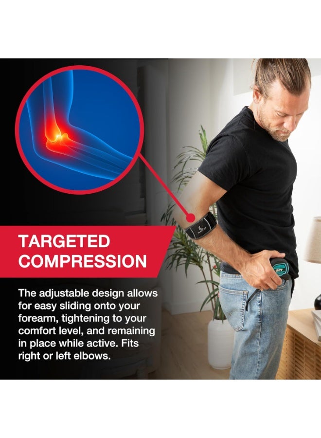 MUELLER Sports Medicine Hg80 Premium Tennis Elbow Support Strap, Elbow Pain Relief Brace For Men and Women, Black, - Image 2