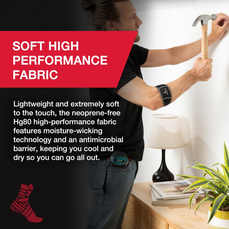 MUELLER Sports Medicine Hg80 Premium Tennis Elbow Support, Golfer's Elbow Pain Relief For Men and Women, Black, Small/Medium - Image 2