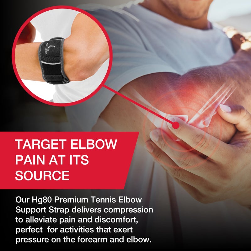 MUELLER Sports Medicine Hg80 Premium Tennis Elbow Support, Golfer's Elbow Pain Relief For Men and Women, Black, Small/Medium - Image 5