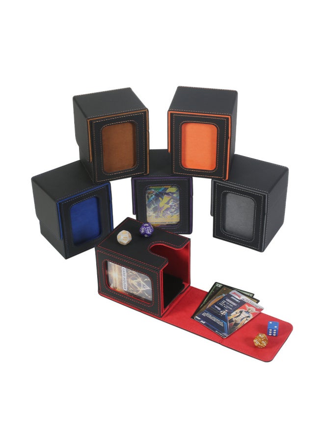 null - Large Capacity PU Card Box Game King Ultraman Magic The Gathering Card Storage Organizer Tabletop Game Card Holder-Color:T318 Checkered Black Gray 100 - Image 1