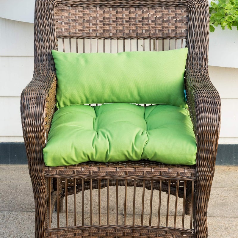 QILLOWAY Patio Cushions, 5 Piece Set - Outdoor Wicker Seat Cushions for Loveseat/Bench, All Weather, Green, Polyester Fill, Medium Firmness, Recyclable - Image 3