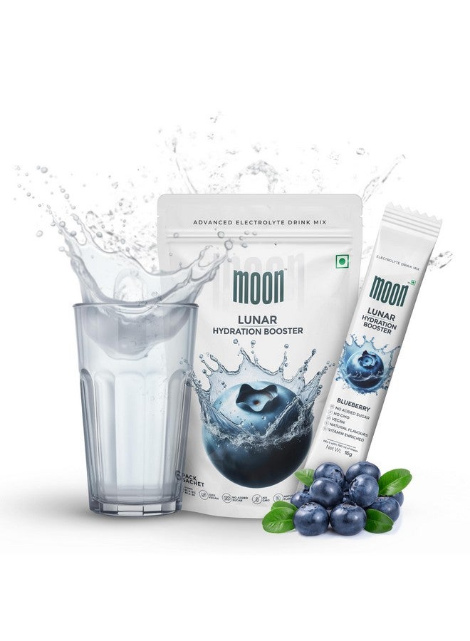 Moon Lunar Blueberry Hydration booster | Drink Mix With Enriching Nutrients | Low Sugar energy Drink Mix | 100% Natural & Healthy | Instant Electrolyte Replacement 96g (16 g X 6 Sachet) - Image 1