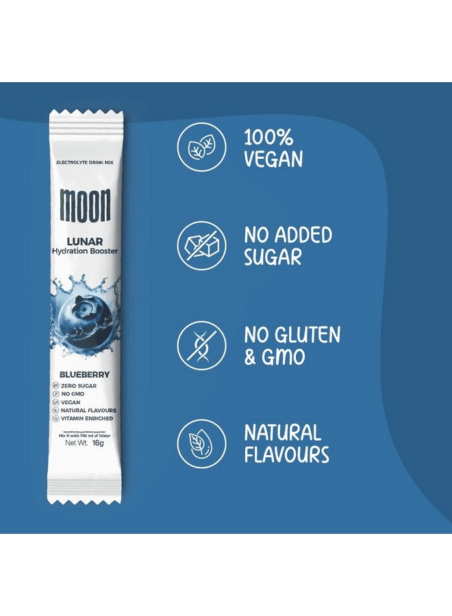 Moon Lunar Blueberry Hydration booster | Drink Mix With Enriching Nutrients | Low Sugar energy Drink Mix | 100% Natural & Healthy | Instant Electrolyte Replacement 96g (16 g X 6 Sachet) - Image 3