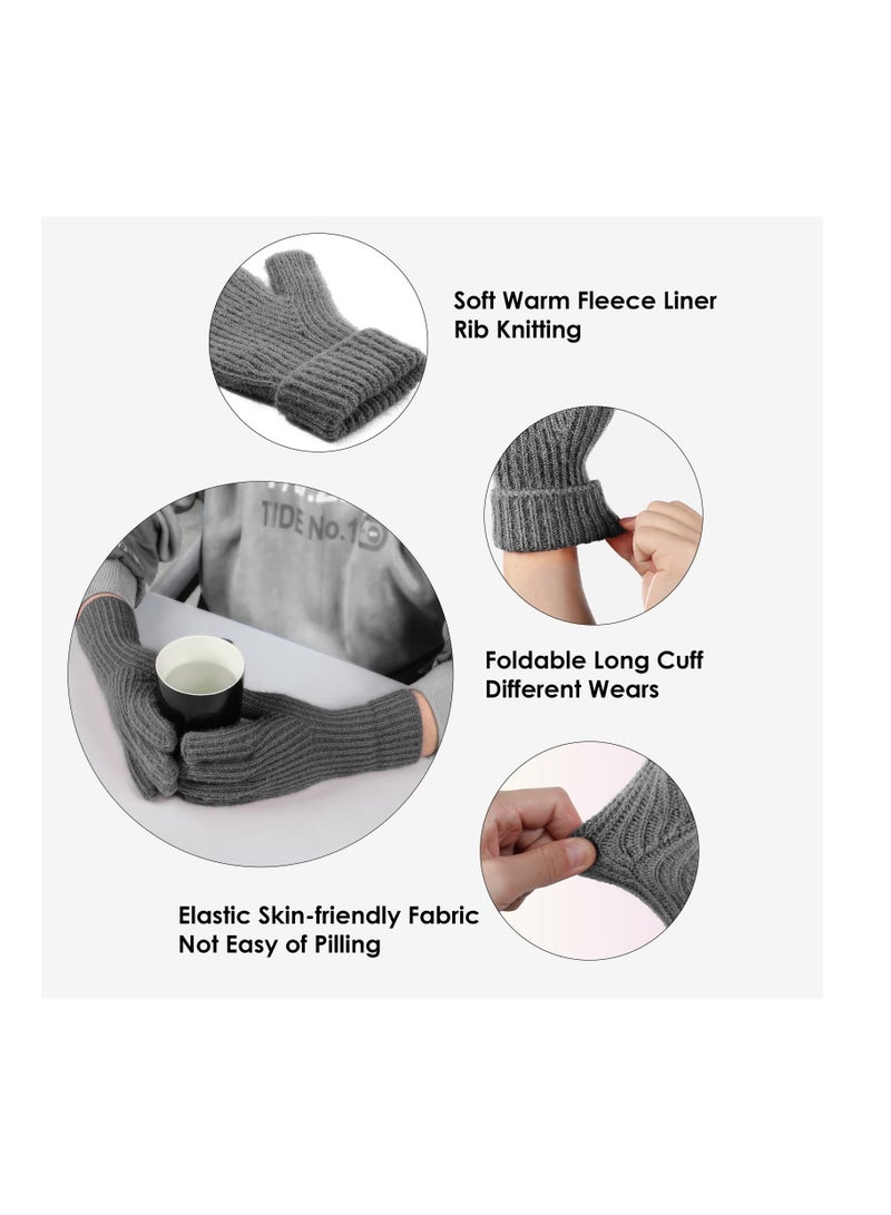 Excefore Winter Knit Gloves for Men Women, Touch Screen Texting Gloves, Warm Knitted Glove for Outdoor Soft Elastic Lining, 3Pack  - Image 2