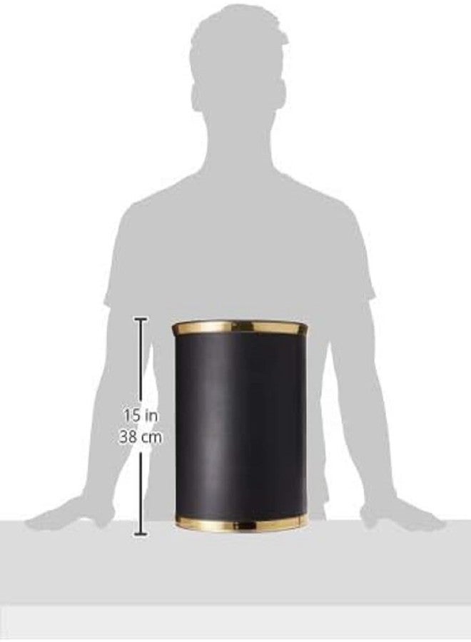 Kraftware Sophisticates Oval Wastebasket with Plastic Liner, Adding Classic Style to The Bathroom and All Other Rooms in The Home or Office, 13 Quart Capacity, Black with Gold Trim - Image 4