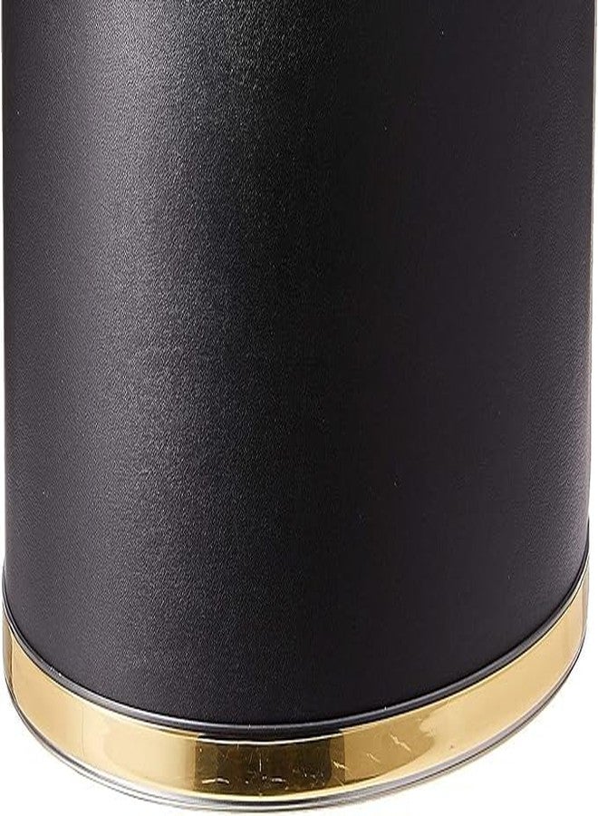 Kraftware Sophisticates Oval Wastebasket with Plastic Liner, Adding Classic Style to The Bathroom and All Other Rooms in The Home or Office, 13 Quart Capacity, Black with Gold Trim - Image 3