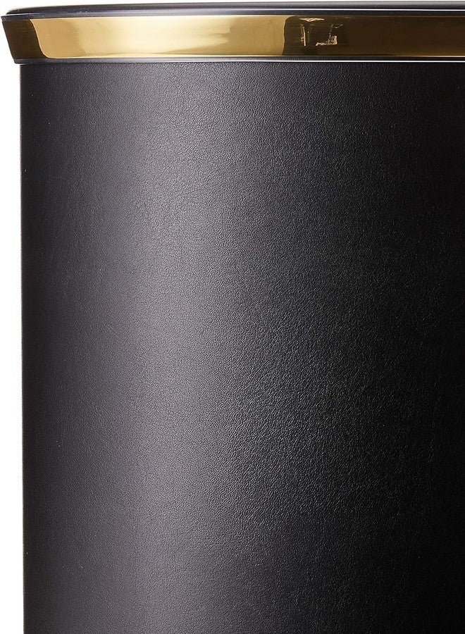 Kraftware Sophisticates Oval Wastebasket with Plastic Liner, Adding Classic Style to The Bathroom and All Other Rooms in The Home or Office, 13 Quart Capacity, Black with Gold Trim - Image 2