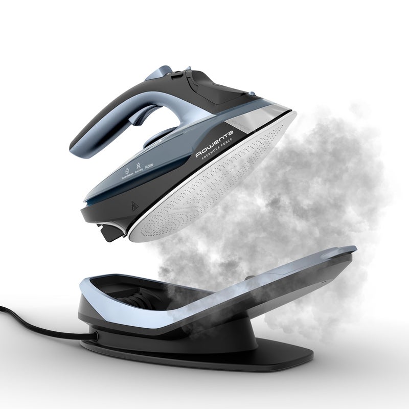 Rowenta Freemove Cordless Iron with Steam, 1600 Watts, Stainless Steel Soleplate, Rapid Heating, Portable Steamer for Clothes, Rechargeable for Wireless Ironing, Handheld Steamer Iron, Blue, DE6730 - Image 1