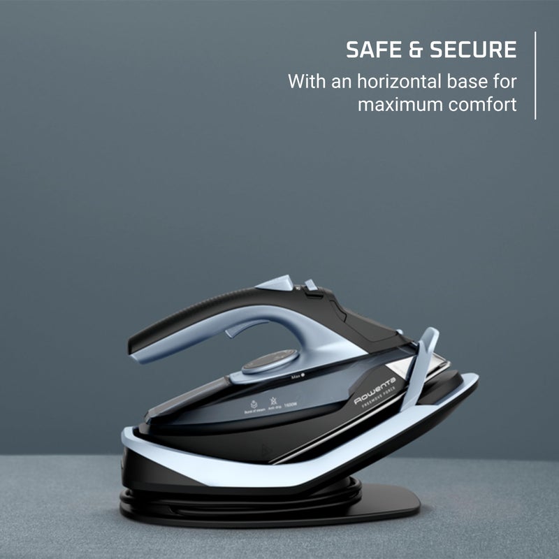 Rowenta Freemove Cordless Iron with Steam, 1600 Watts, Stainless Steel Soleplate, Rapid Heating, Portable Steamer for Clothes, Rechargeable for Wireless Ironing, Handheld Steamer Iron, Blue, DE6730 - Image 5