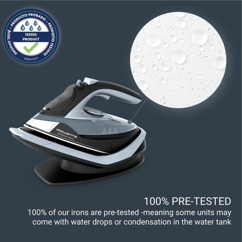 Rowenta Freemove Cordless Iron with Steam, 1600 Watts, Stainless Steel Soleplate, Rapid Heating, Portable Steamer for Clothes, Rechargeable for Wireless Ironing, Handheld Steamer Iron, Blue, DE6730 - Image 2