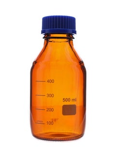 King Mariot 500ml Glass Reagent Amber Bottle with Screw Cap | GL45 Thread Blue Cap | Autoclavable up to 140°C  - Image 1